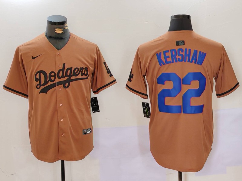 Men Los Angeles Dodgers #22 Kershaw army green joint name 2024 Nike MLB Jersey style 1->los angeles dodgers->MLB Jersey